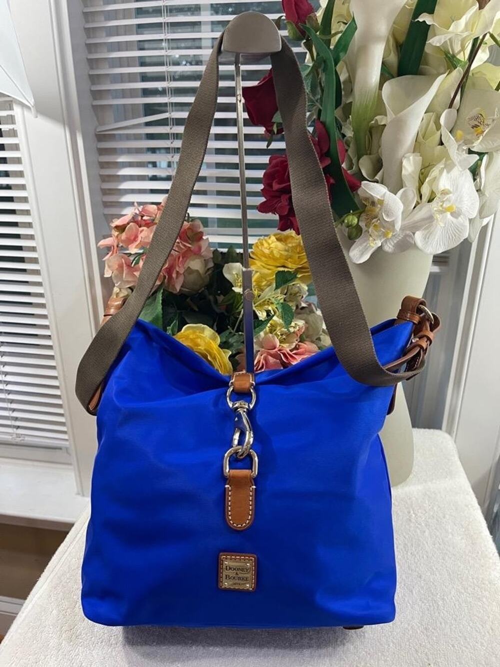 NWT Dooney & Bourke Annie Sac Nylon / Leather Hobo Bag FRENCH BLUE (3000